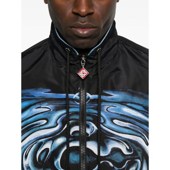 26SS 카사블랑카 봄버 자켓 SP26 JK 033 01 WARLO BLACK BLUE - CASABLANCA