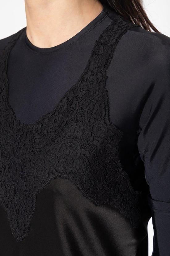  발렌시아가 미디 원피스 새틴 스트랩 미디 드레스 블랙 - BALENCIAGA