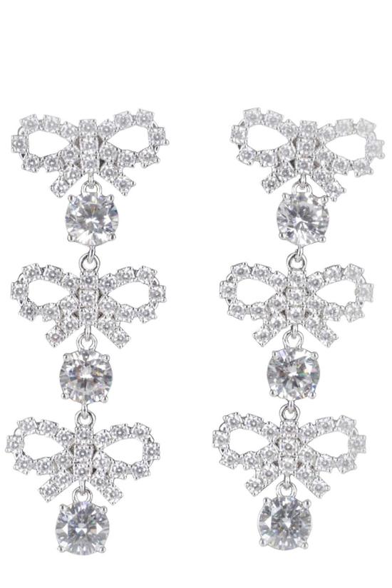  셀프 포트레이트 이어링 마이크로 보우 크리스탈 티어드  실버