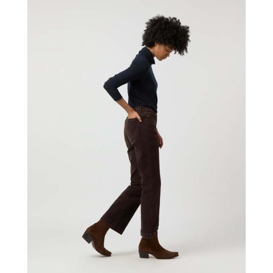  매쉬번 데님 팬츠 켄달 플레어 5포켓 진 커피 스트레치 코드 - MASHBURN