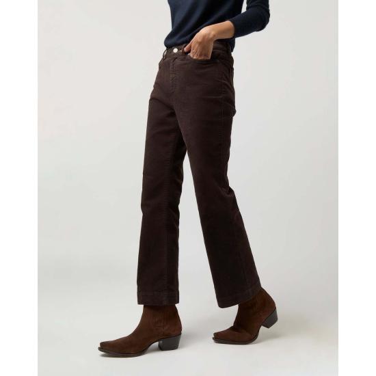  매쉬번 데님 팬츠 켄달 플레어 5포켓 진 커피 스트레치 코드 - MASHBURN