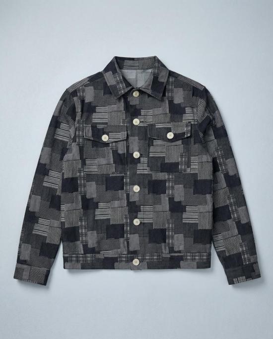  그라피아 뉴욕 데님 자켓 딘 재킷 다크 데님 패치워크 자카드 - GRAPHIA NEW YORK