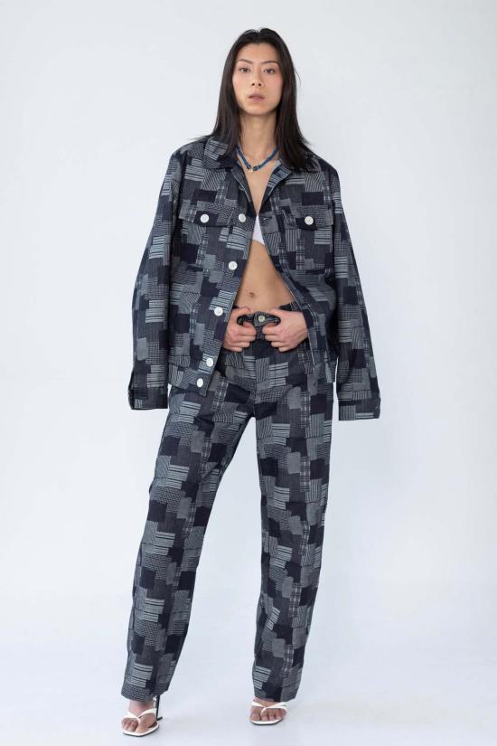  Graphia New York 데님 자켓 그라피아 뉴욕 딘 재킷 다크 데님 패치워크 자카드 - OTHER BRANDS