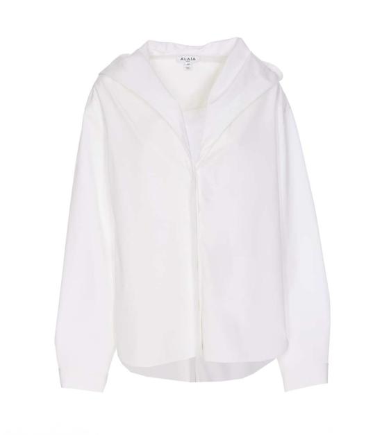  알라이아 셔츠 후드티 화이트