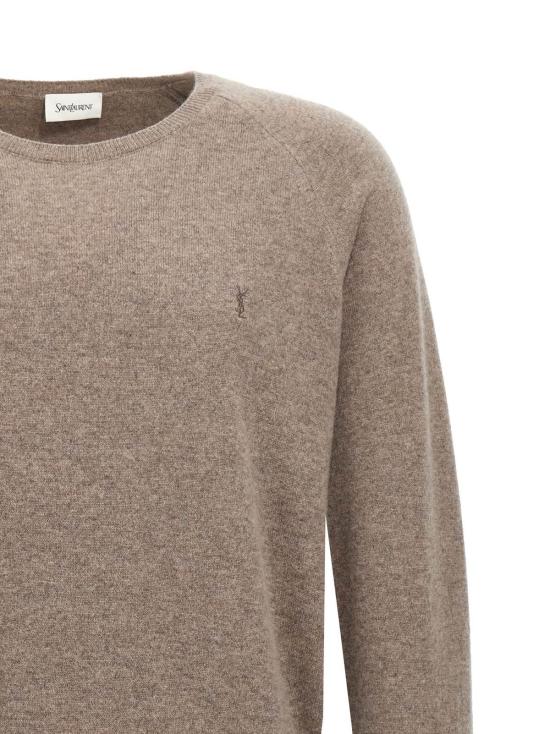  생로랑 스웨터 로고 자수  베이지 - SAINT LAURENT