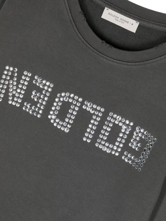  [키즈] 골든구스 풀오버 골든 구스 키즈 크루넥 스웨트셔츠 (크리스탈 장식, 차콜 색상) - GOLDEN GOOSE