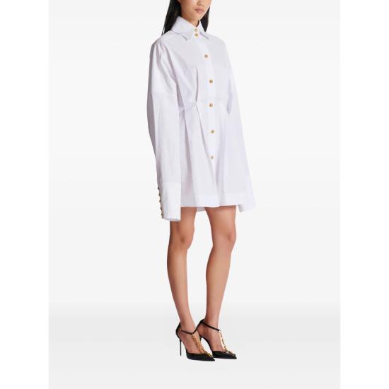 26SS 발망 미디 원피스 GF1R9412 CB09 0FB WHITE - BALMAIN