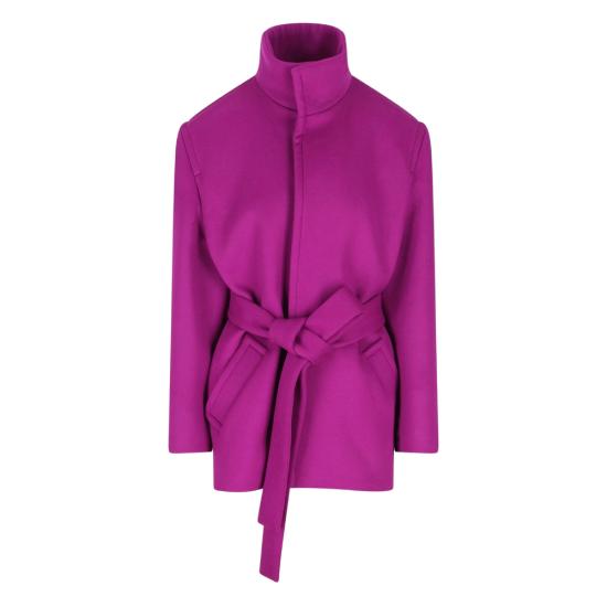 25FW 생로랑 울 소재 박시핏 벨트 코트 850307 Y060R 5051 PINK