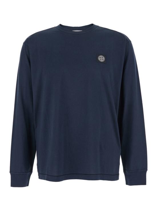  스톤 아일랜드 스웨터 로고 패치 크루넥  (블루)