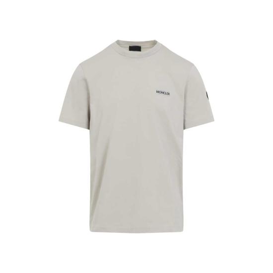  몽클레어 반팔 티셔츠 코튼 티셔츠 라이트 그레이 - MONCLER