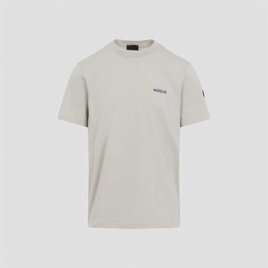  몽클레어 반팔 티셔츠 코튼 티셔츠 라이트 그레이 - MONCLER