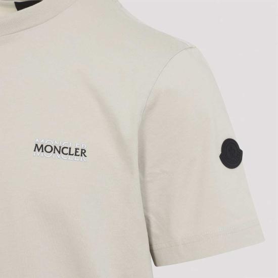  몽클레어 반팔 티셔츠 코튼 티셔츠 라이트 그레이 - MONCLER