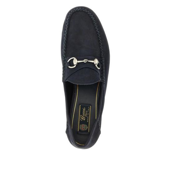 25FW 구찌 스웨이드 메탈 클램프 로퍼 831269 AAEQY 4009 BLUE - GUCCI