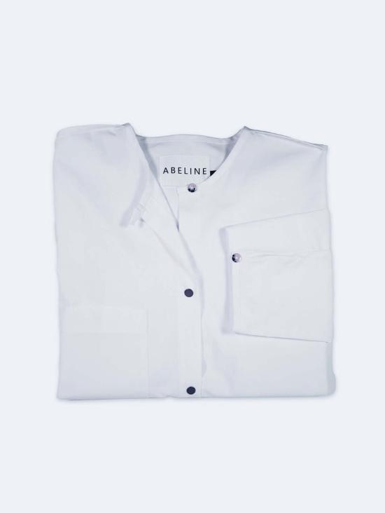  A B E L I N E 셔츠 코튼 박시핏 스냅 버튼 셔츠 화이트 - A B E L I N E