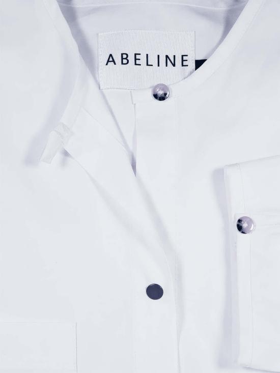  A B E L I N E 셔츠 코튼 박시핏 스냅 버튼 셔츠 화이트 - A B E L I N E