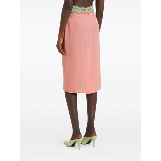 25FW 구찌 GG 실크 자카드 스커트 846275 ZATF9 5136 PINK - GUCCI