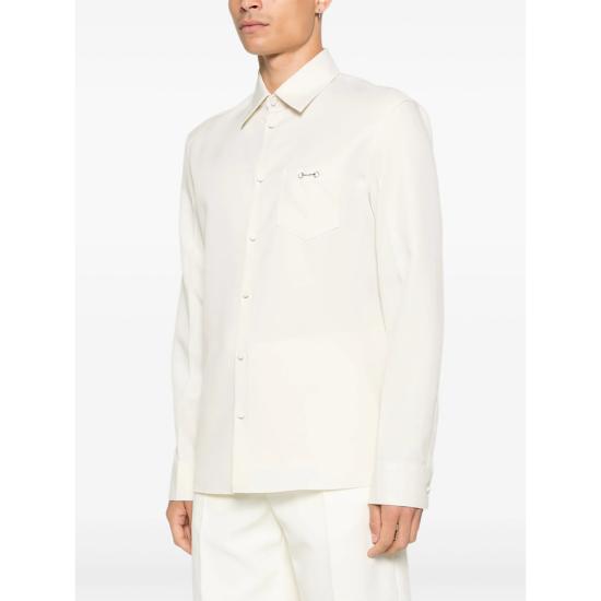 25FW 구찌 홀스빗 디테일 폴리에스터 트윌 셔츠 841624 ZAT43 9032 NEUTRALS - GUCCI