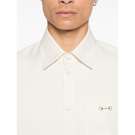 25FW 구찌 홀스빗 디테일 폴리에스터 트윌 셔츠 841624 ZAT43 9032 NEUTRALS - GUCCI