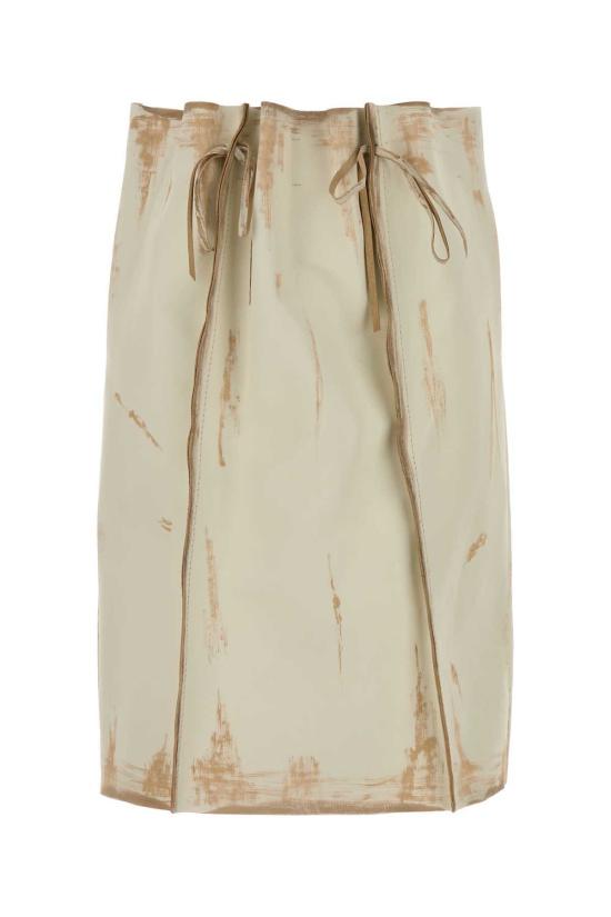  프라다 미디 스커트 샌드 레더