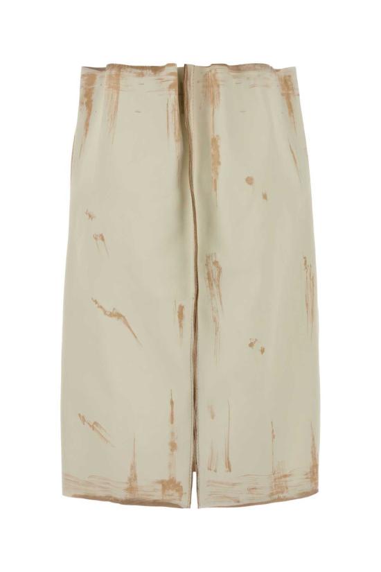  프라다 미디 스커트 샌드 레더 - PRADA