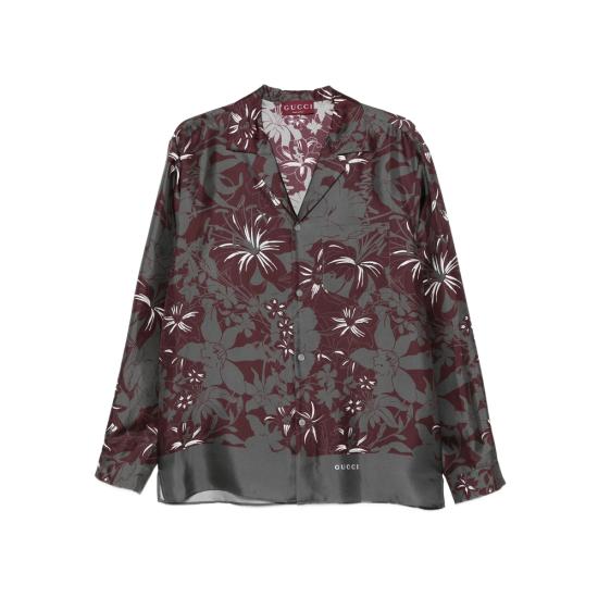 25FW 구찌 디스코 볼링 셔츠 826866 Z7ARA 1304 GREY BROWN