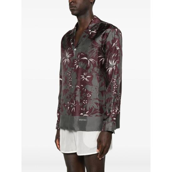 25FW 구찌 디스코 볼링 셔츠 826866 Z7ARA 1304 GREY BROWN - GUCCI