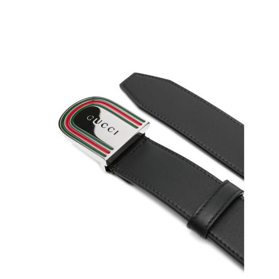25FW 구찌 에나멜 웹 디테일 버클 벨트 838647 DAAAT 1043 BLACK - GUCCI