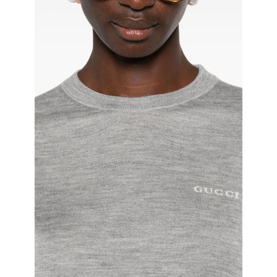 25FW 구찌 인타르시아 캐시미어 실크 탑 836747 XKEWC 1014 GREY - GUCCI