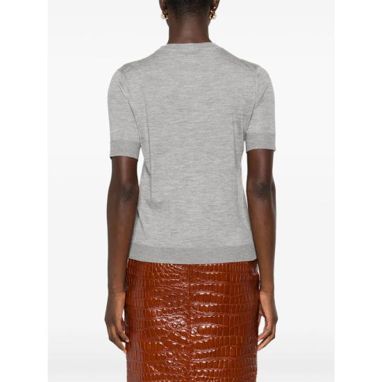 25FW 구찌 인타르시아 캐시미어 실크 탑 836747 XKEWC 1014 GREY - GUCCI