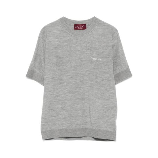 25FW 구찌 인타르시아 캐시미어 실크 탑 836747 XKEWC 1014 GREY