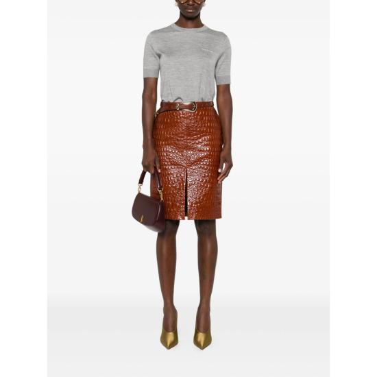 25FW 구찌 인타르시아 캐시미어 실크 탑 836747 XKEWC 1014 GREY - GUCCI