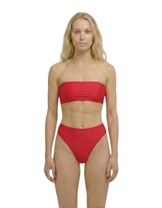  하우스라벨 비키니 수영복 Hauslabel 미드 라이즈 비키니 브리프 레드코트 - HAUSLABEL