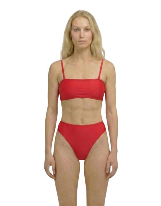  하우스라벨 비키니 수영복 Hauslabel 미드 라이즈 비키니 브리프 레드코트 - HAUSLABEL