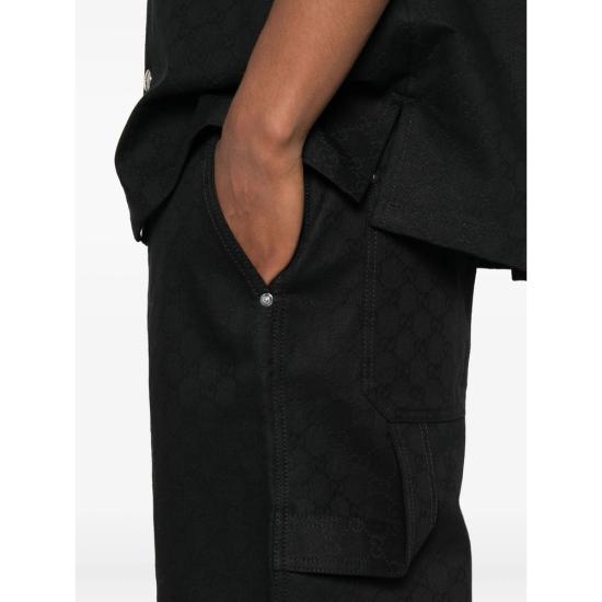 25FW 구찌 코튼 플랫 프론트 버뮤다 쇼츠 832377 XDDCG 1000 BLACK - GUCCI