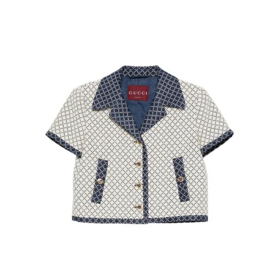 25FW 구찌 다이아몬드 코튼 부클레 자켓 826056 ZASW8 9037 NEUTRALS BLUE