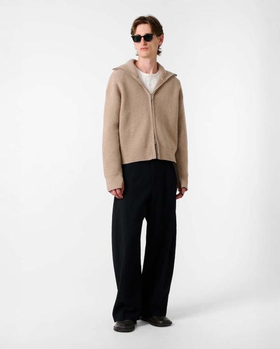  스튜디오 니콜슨 가디건 샌도스 립 지퍼 스루 점퍼 오트밀 - STUDIO NICHOLSON