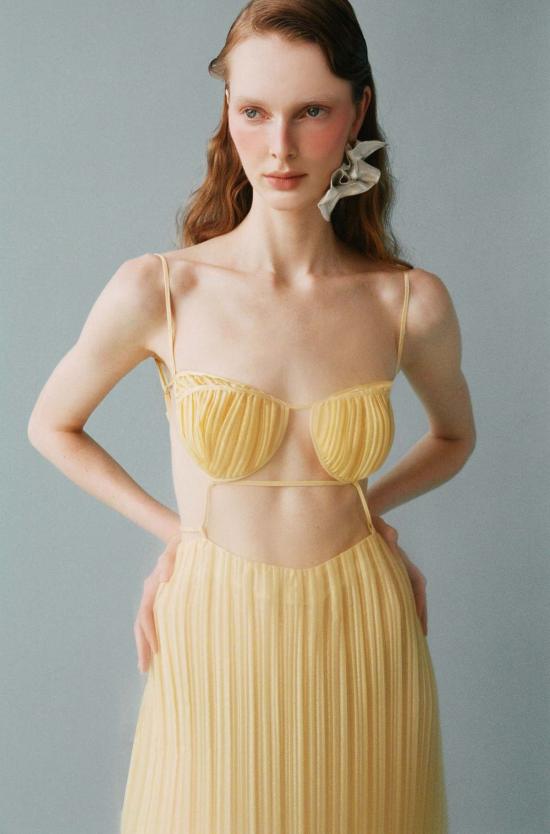  루이자 에 라 루나 롱 원피스 루이사 에 라 루나 에로스 플리츠 드레스 카나리