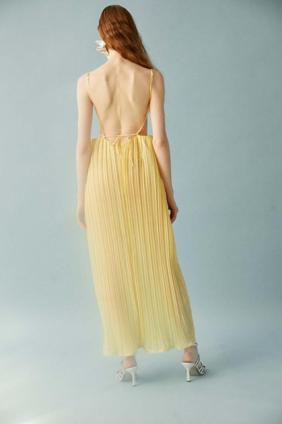  루이자 에 라 루나 롱 원피스 루이사 에 라 루나 에로스 플리츠 드레스 카나리 - LUISA ET LA LUNA