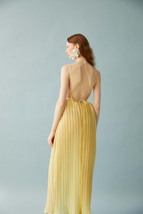  루이자 에 라 루나 롱 원피스 루이사 에 라 루나 에로스 플리츠 드레스 카나리 - LUISA ET LA LUNA