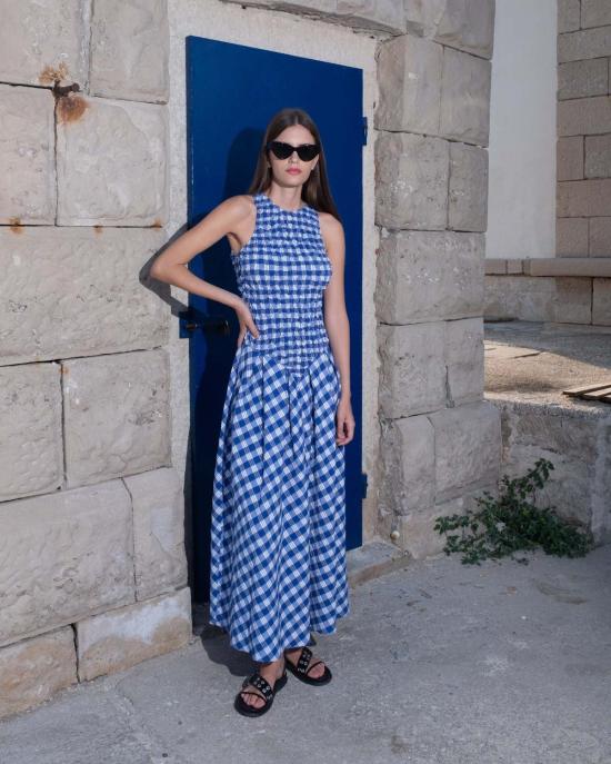  언타이틀드 인 모션 롱 원피스 무제 인 모션 안나 드레스 이오스 체크 - UNTITLED IN MOTION