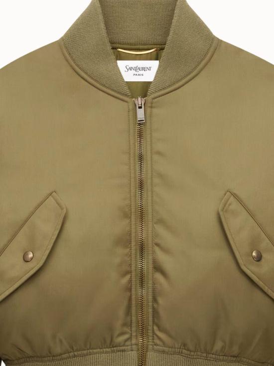  생로랑 봄버 자켓 지퍼업 패딩 봄버 재킷 그린 - SAINT LAURENT
