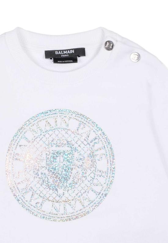  [키즈] 발망 풀오버 키즈 스웨트셔츠 화이트 - BALMAIN