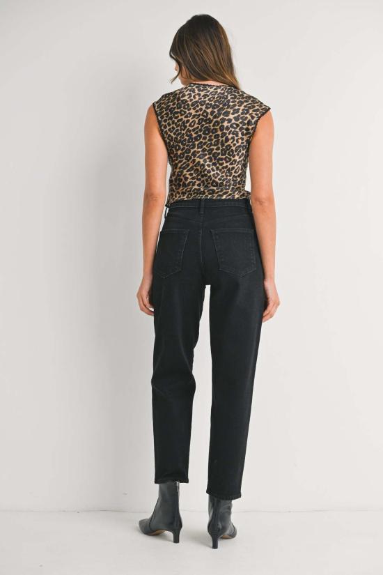  저스트 블랙 데님 데님 팬츠 테이퍼드 배럴 진 - JUST BLACK DENIM