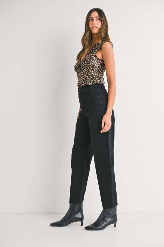  저스트 블랙 데님 데님 팬츠 테이퍼드 배럴 진 - JUST BLACK DENIM