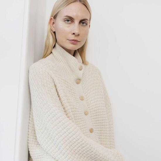  울 하이드 가디건 격자무늬 카디건 - WOL HIDE