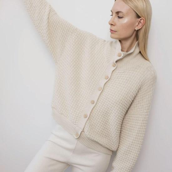  울 하이드 가디건 격자무늬 카디건 - WOL HIDE