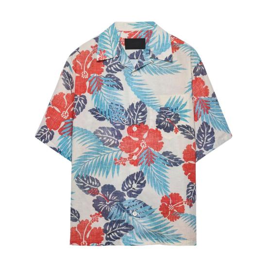 25SS 프라다 반팔 셔츠 UCS414 S UMO 16YP F0E7D WHITE BLUE