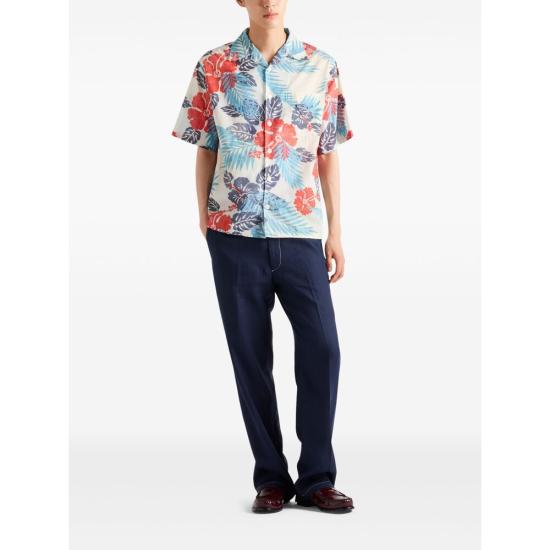 25SS 프라다 반팔 셔츠 UCS414 S UMO 16YP F0E7D WHITE BLUE - PRADA