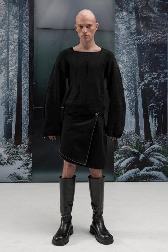  FANG NYC 긴팔 티셔츠 팡 NYC 기하학적 패턴 빈티지 긴팔 상의 블랙 - OTHER BRANDS