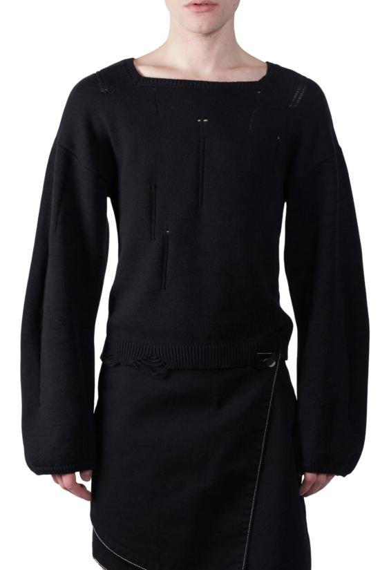  FANG NYC 긴팔 티셔츠 팡 NYC 기하학적 패턴 빈티지 긴팔 상의 블랙 - OTHER BRANDS